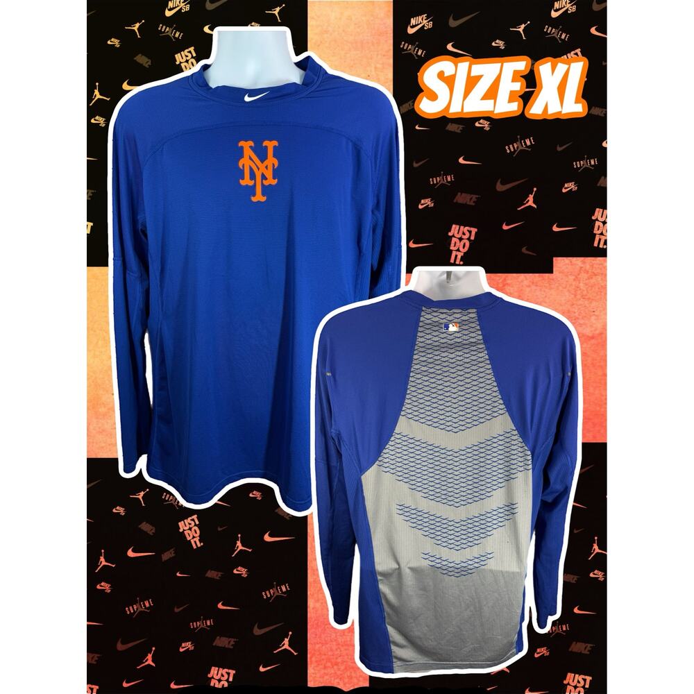 Nike Pro New York Mets Blue Long Sleeve Shirt Mens Size XL Performance
